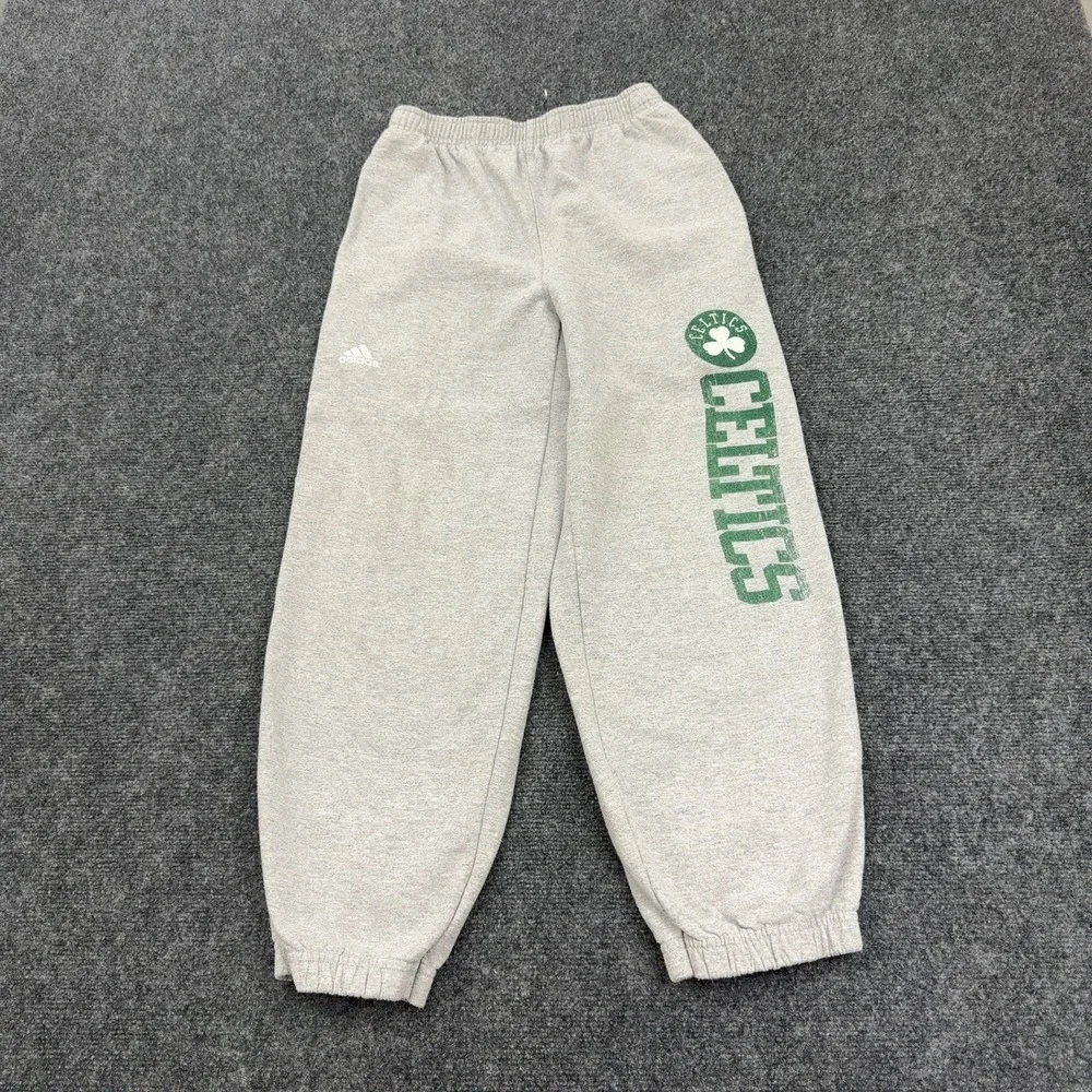 Boston Celtics Adidas Sweatpants Youth M Gray Cotton Poly Graphic Athleisure